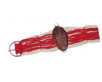 CINCHA HH TEJANA ALGODÓN Y CUERO BLANCO/ROJO