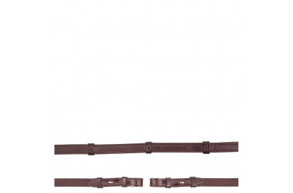 RIENDAS BR DOMA CUERO CHAROL 1 CARA GOMA CON TOPES 16 MM. FULL